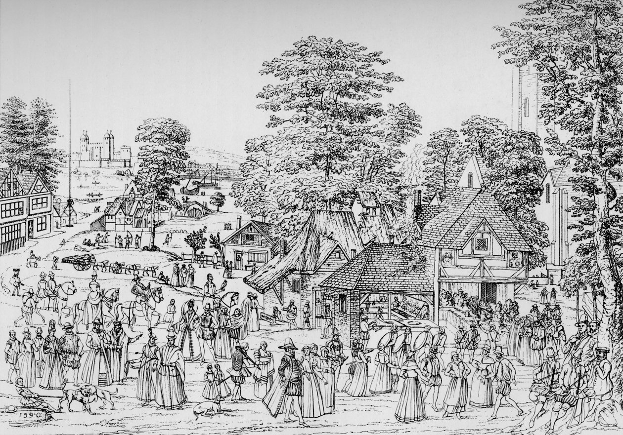 En fest i Horselydown, Southwark, i 1590, 1904 af Unbekannt