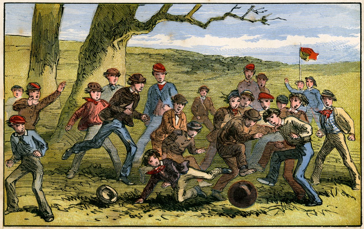 Et spil fodbold, 1800-tallet af Unbekannt