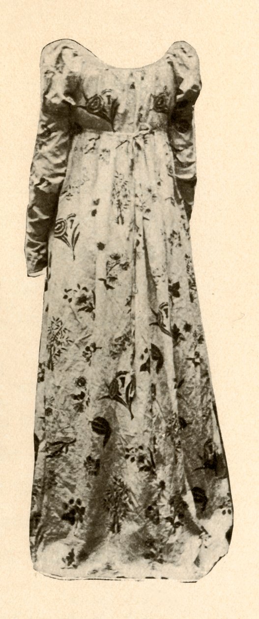 En kjole af brunglaseret chintz, båret af Madame Chevalier, c1795, 1937. af Unbekannt