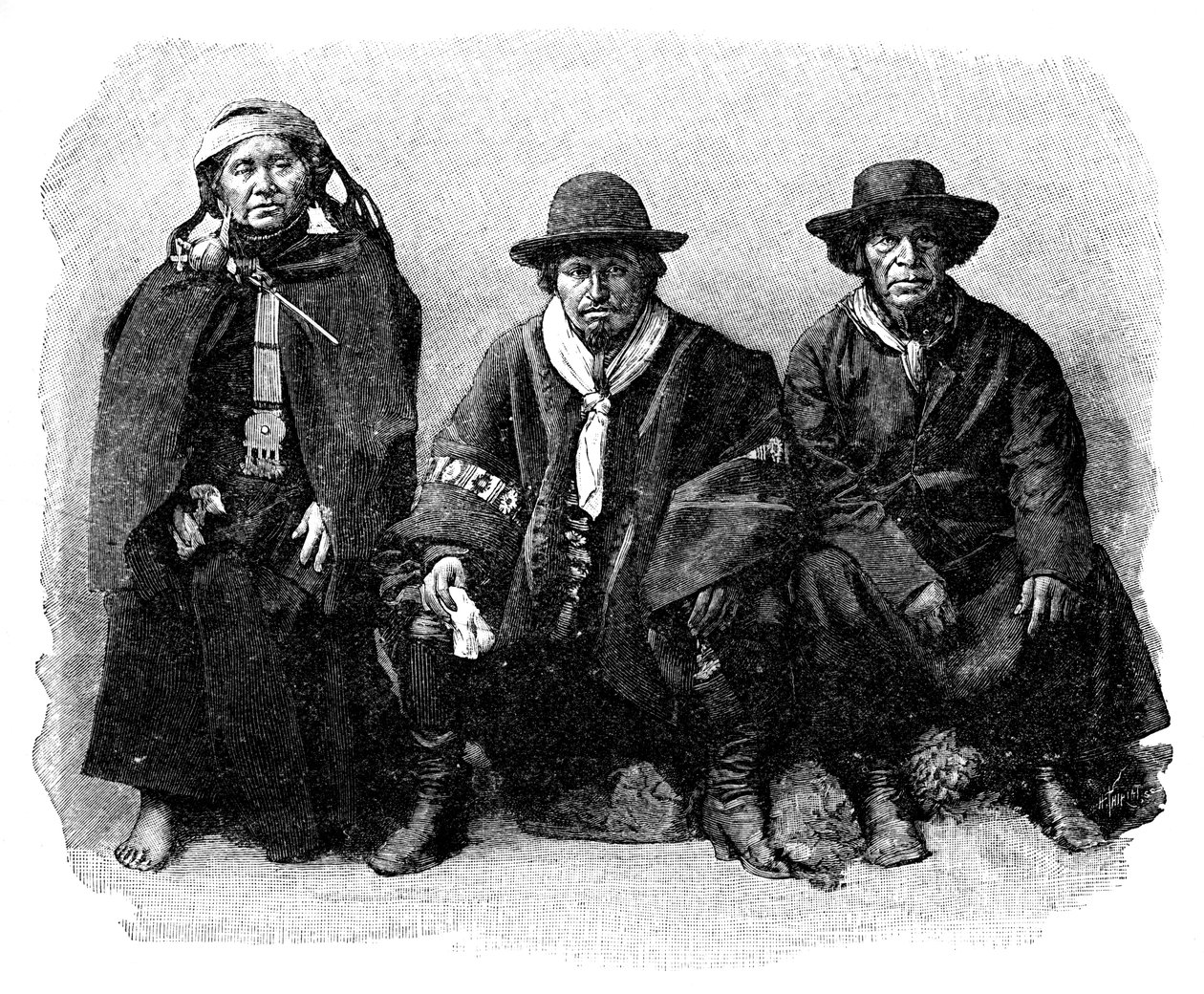 En gruppe af Araucanians, Chile, Argentina, 1895 af Unbekannt