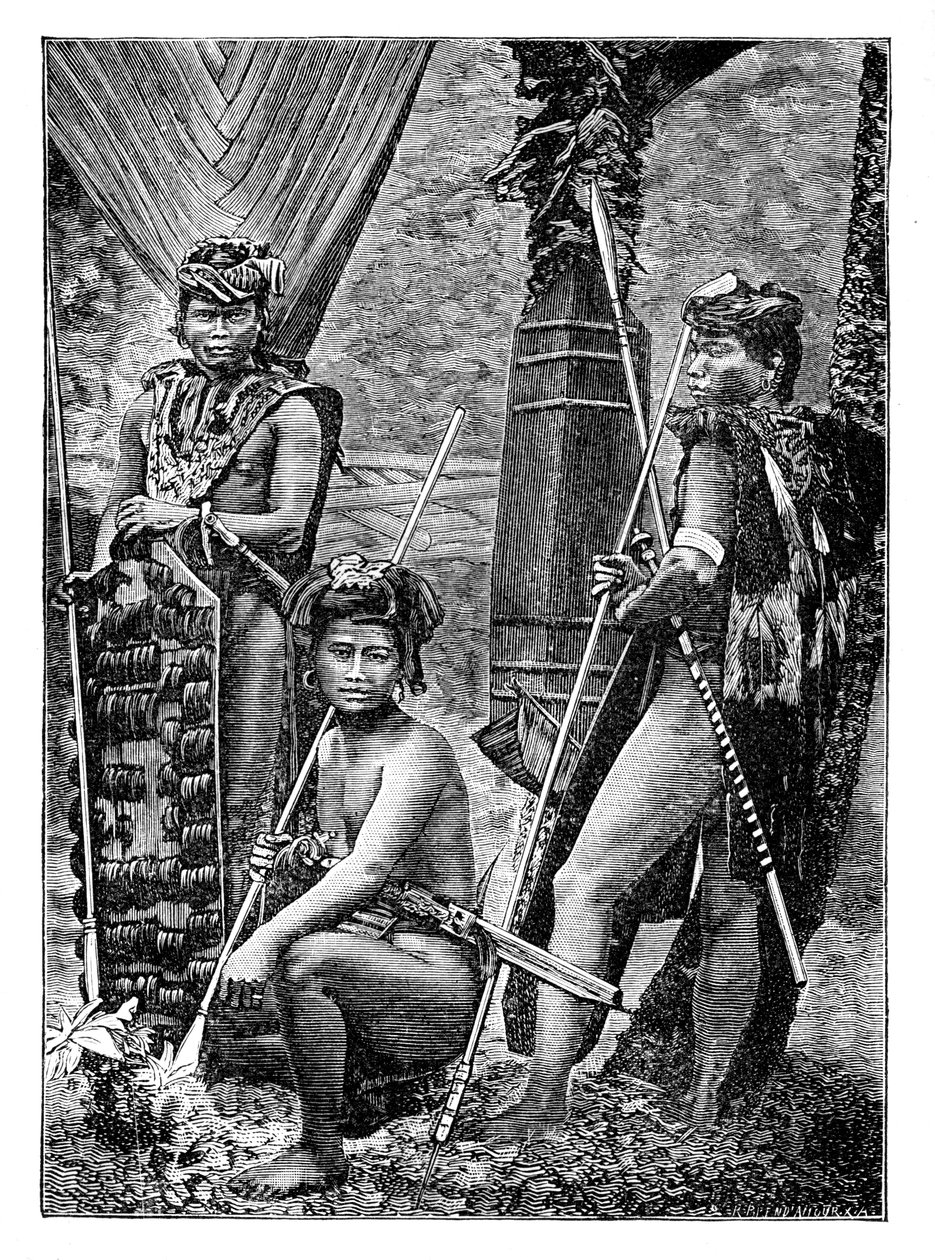 En gruppe dyakker, ca. 1900 af Unbekannt