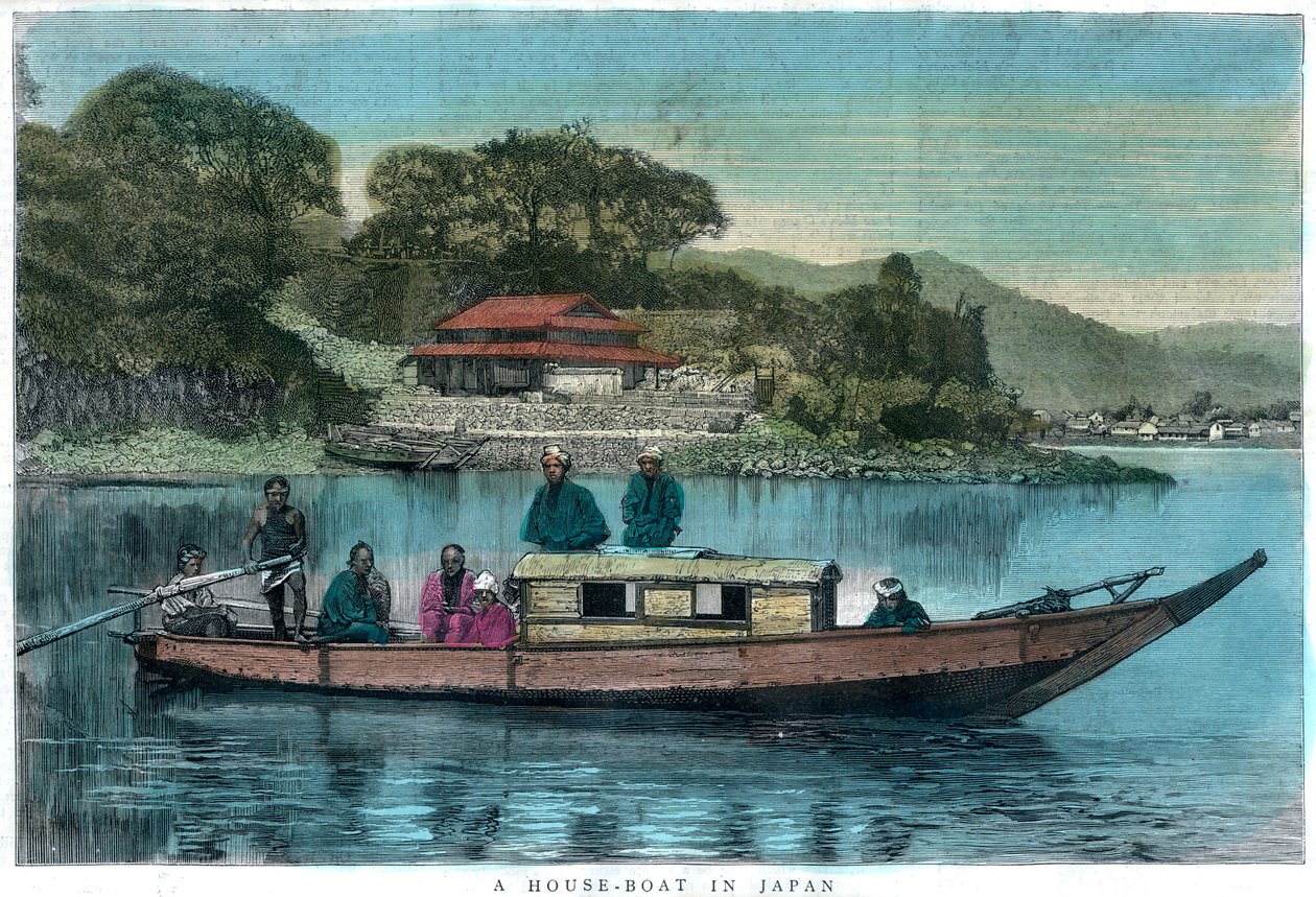 En husbåd i Japan, 1888 af Unbekannt