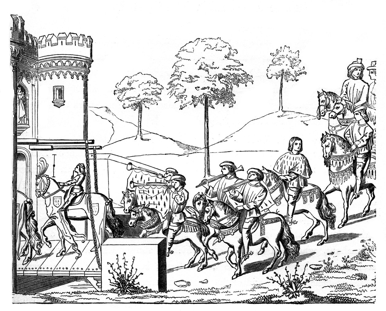 En ridder på vej ind på listerne, c1460-1465, 1870 af Unbekannt