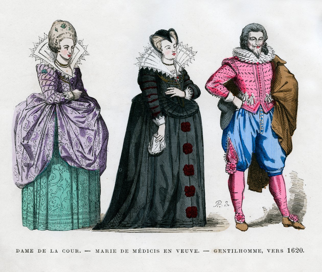 En hofdame, Marie de Medici som enke, og en herre, c1620 1882-1884 af Unbekannt
