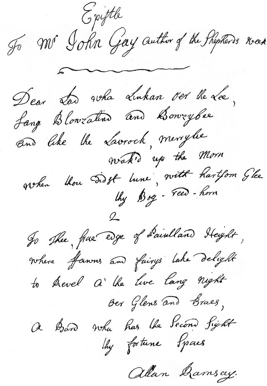 Et brev fra Allan Ramsay til John Gay, 18. århundrede 1840 af Unbekannt