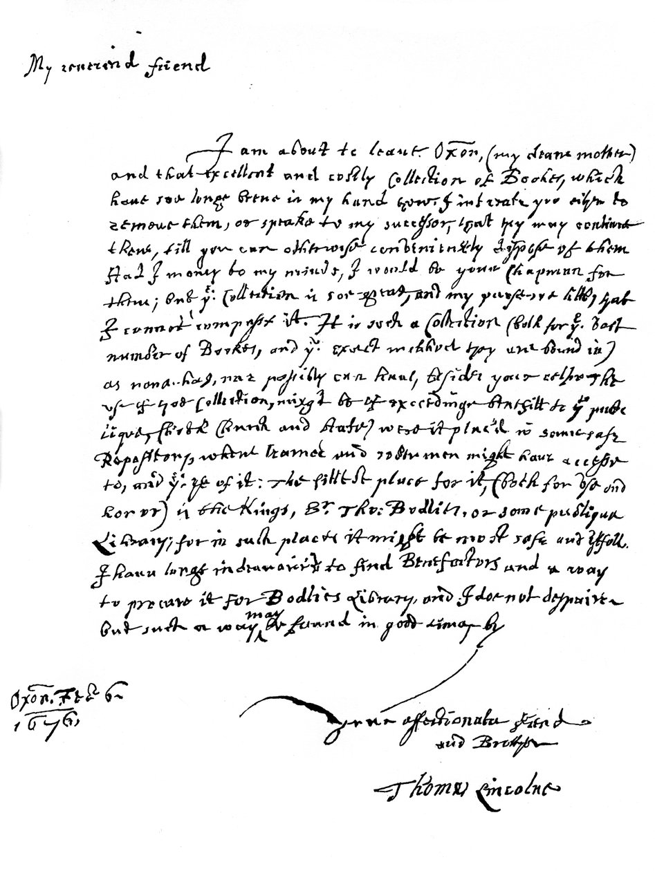 Et brev skrevet af Thomas Lincoln, 1676 1840 af Unbekannt