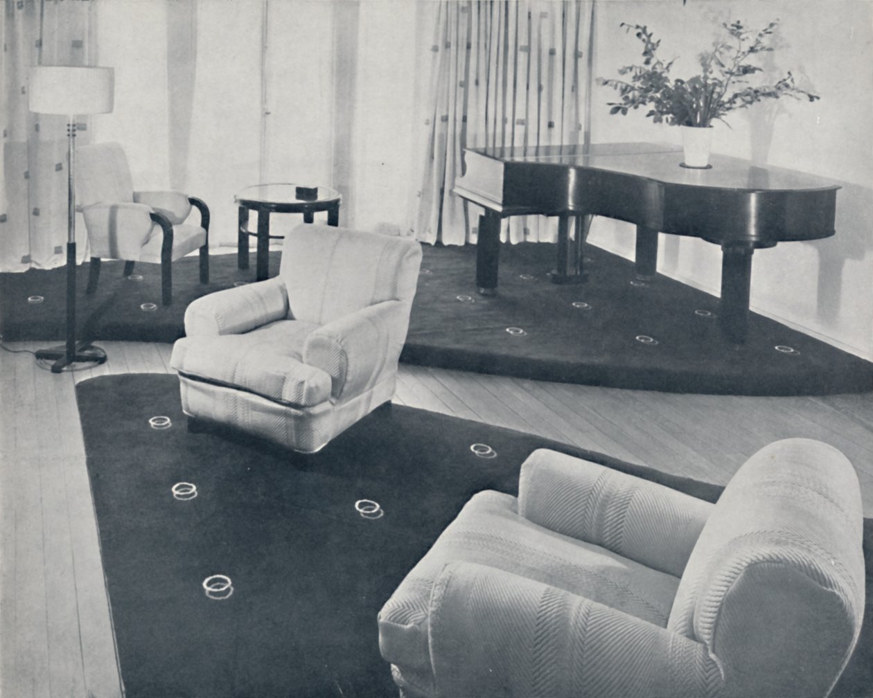 En lounge, designet og udført af Ian Henderson & Co., London, 1935 af Unbekannt