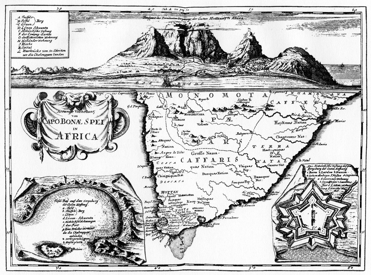 Et kort over Kap det Gode Håb, Sydafrika, 1719 1931 af Unbekannt