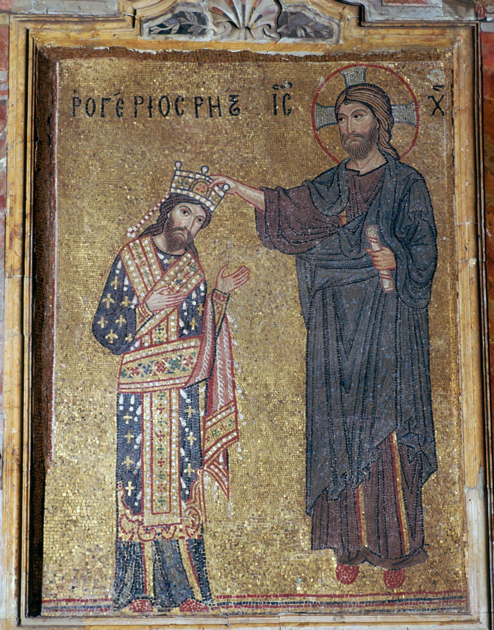 En mosaik af Kristus, der kroner Roger II, 1100-tallet af Unbekannt