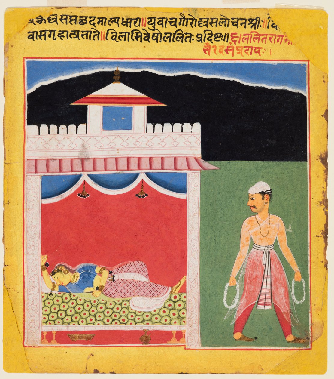 En side fra en Ragamala-serie: Lalita Ragini, ca. 1600. af Unbekannt