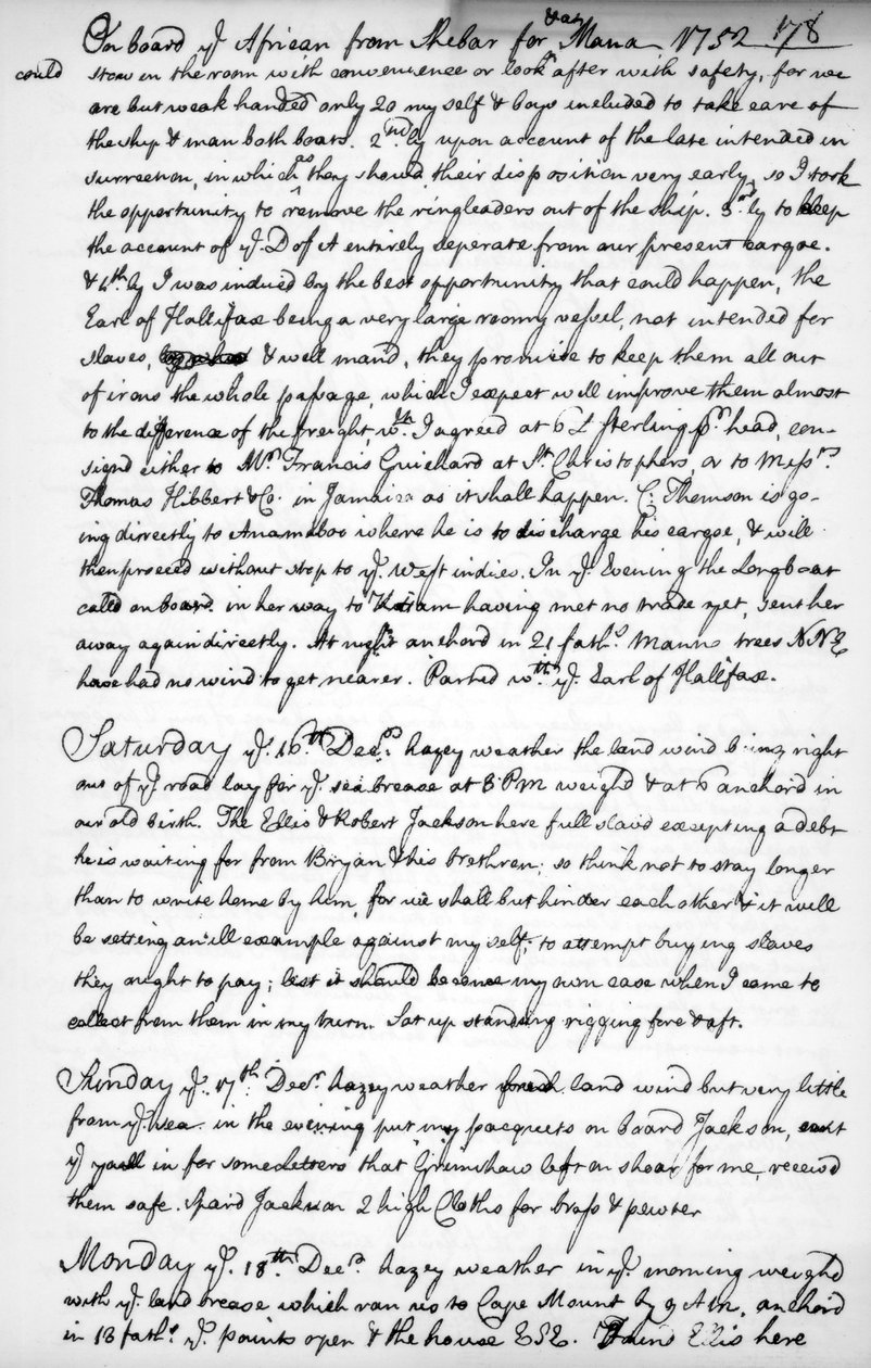 En side fra John Newtons journal, 1750-1754 1965 af Unbekannt
