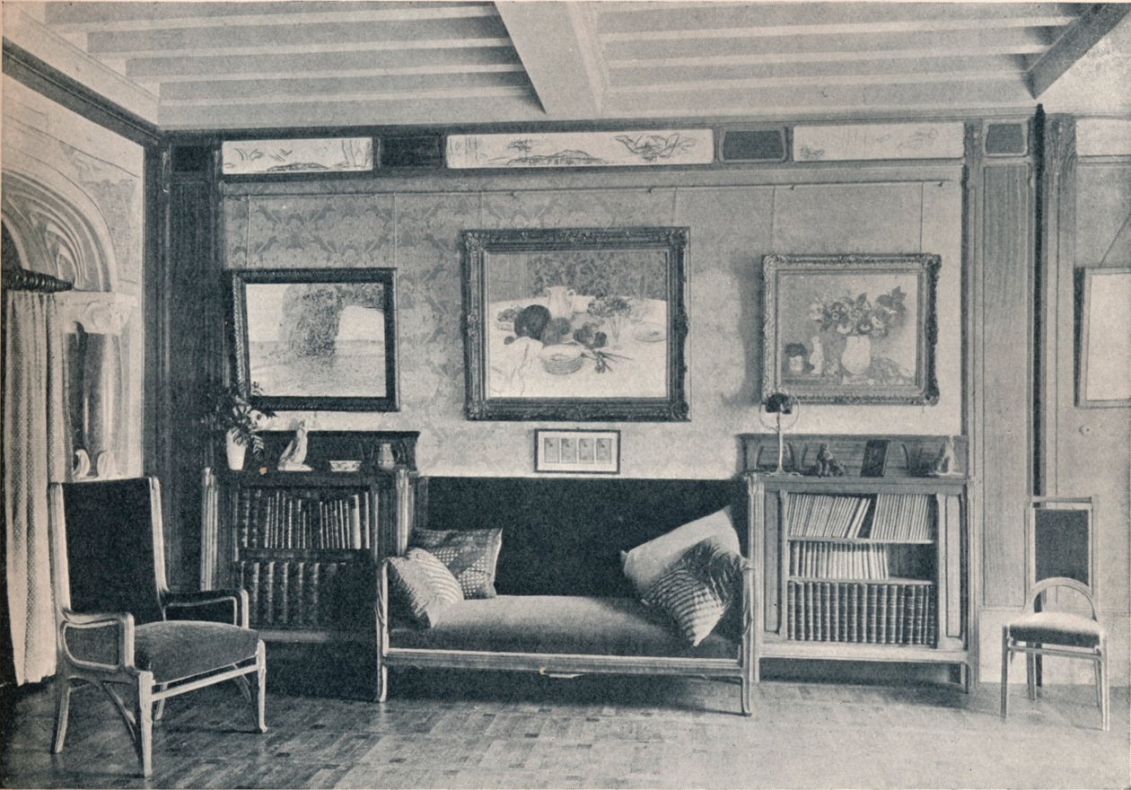 Et værelse i monsieur G. Rouchers residens i Paris, med møbler af Maurice Dufrene, c1909 af Unbekannt