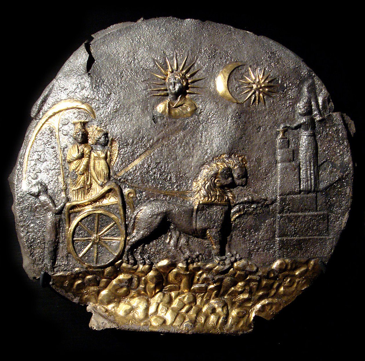 En rund medaljonplade, der beskriver Cybele, 2. århundrede f.Kr af Unbekannt