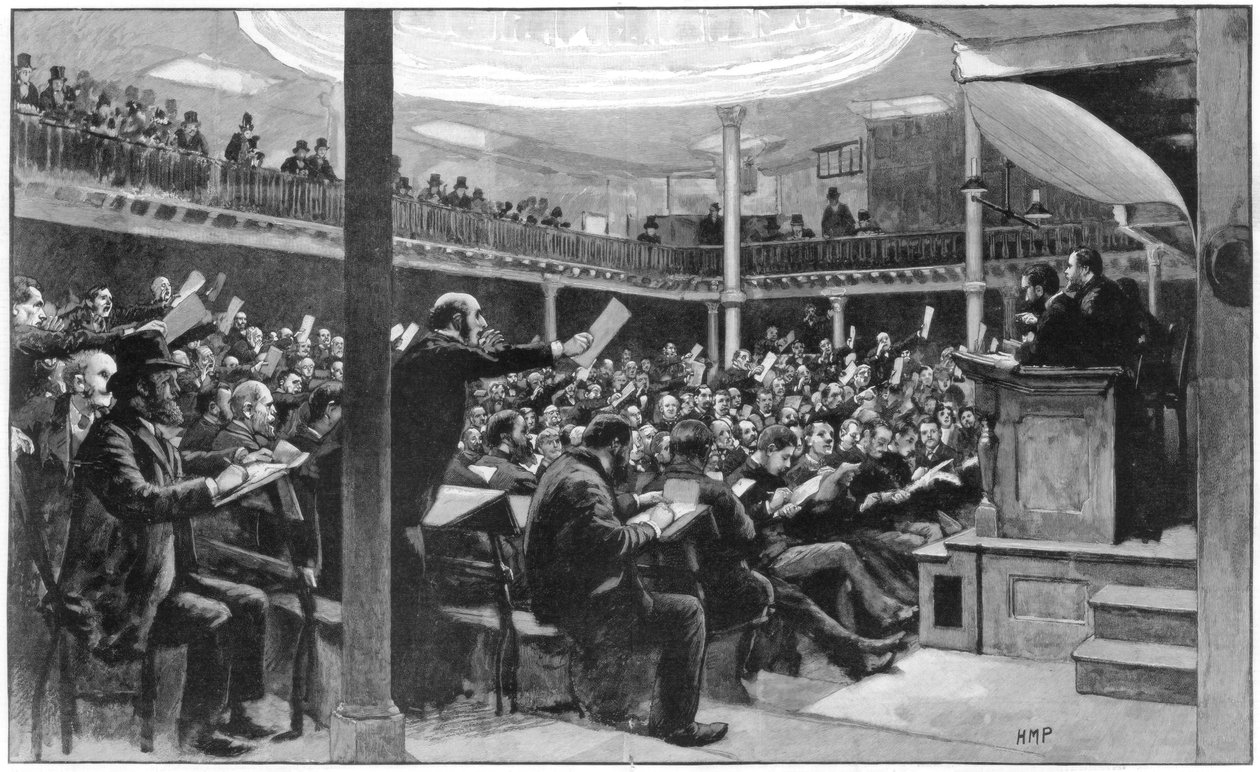 Et salg af koloniuld på uldbørsen, Coleman Street, London, 1889 af Unbekannt