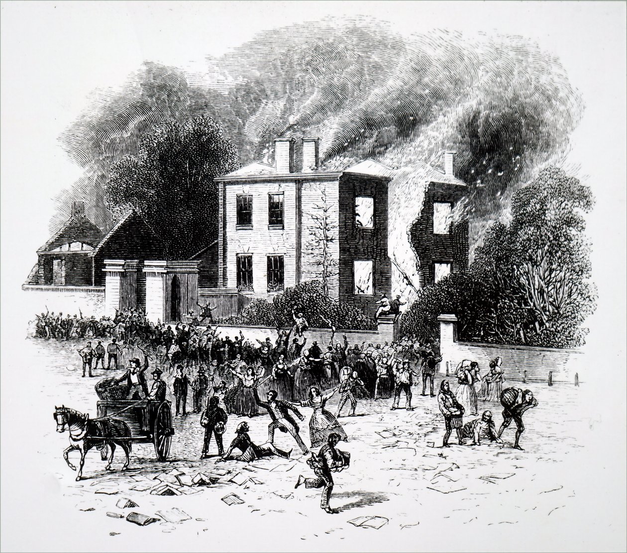 En scene fra Birmingham-optøjerne i 1791. af Unbekannt