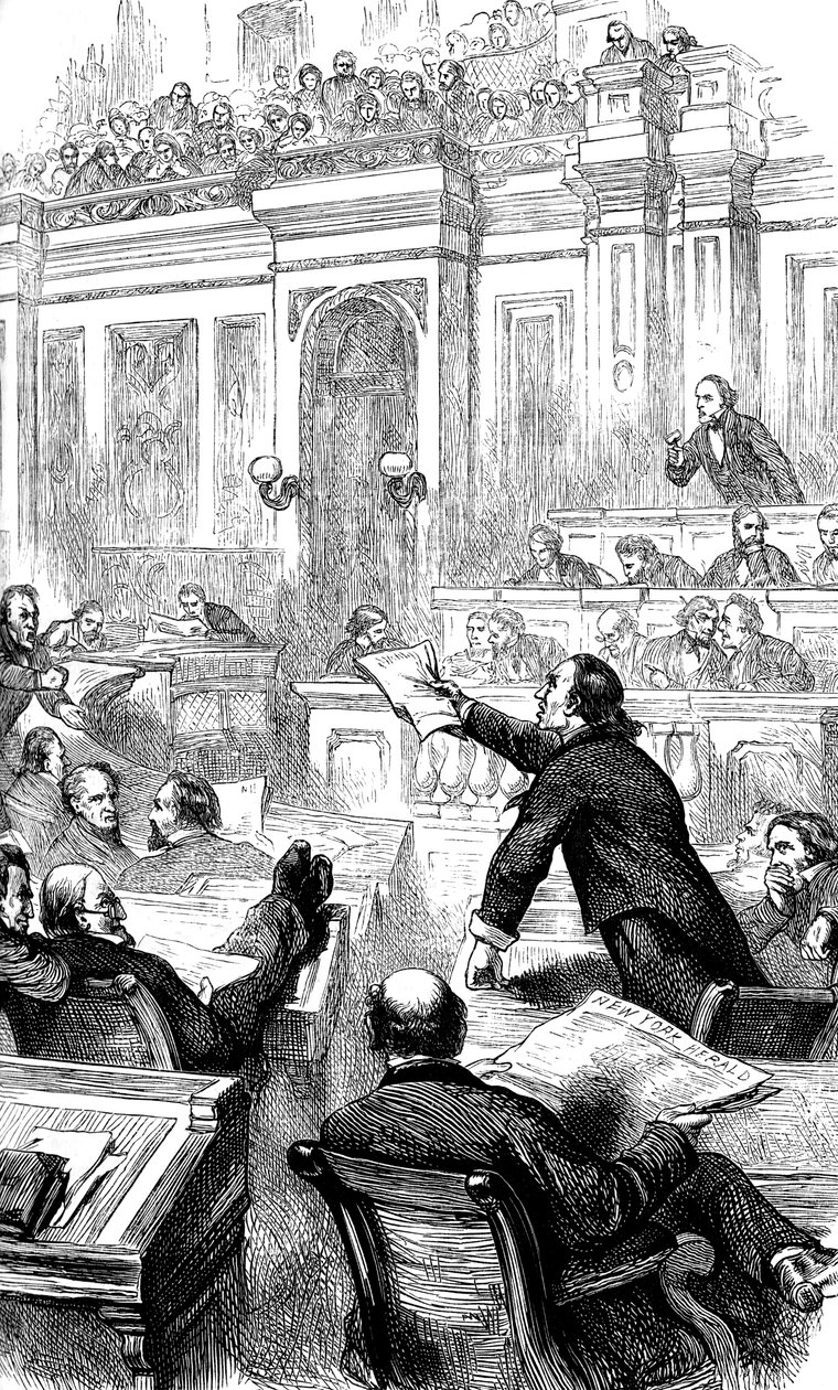 En scene i det amerikanske Repræsentanternes Hus, Washington DC, USA, c1860