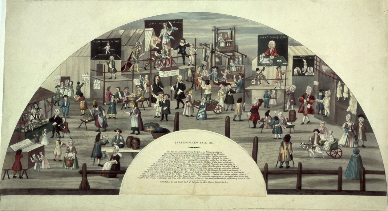 En scene fra Bartholomew Fair, 1700-tallet af Unbekannt