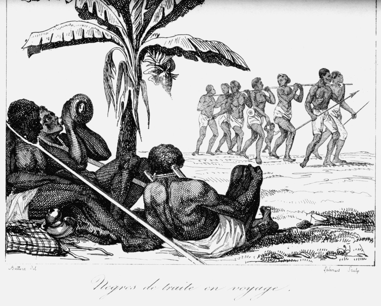 En slavekonvoj, Afrika, 1800-tallet af Unbekannt