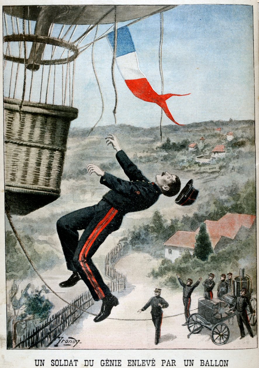 En soldat båret op af en ballon, 1901 af Unbekannt