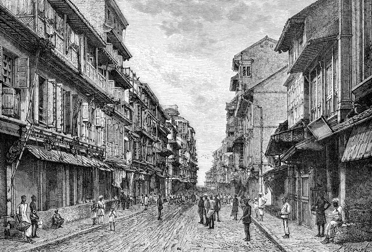 En gade i Bombay, Indien, 1895 af Unbekannt