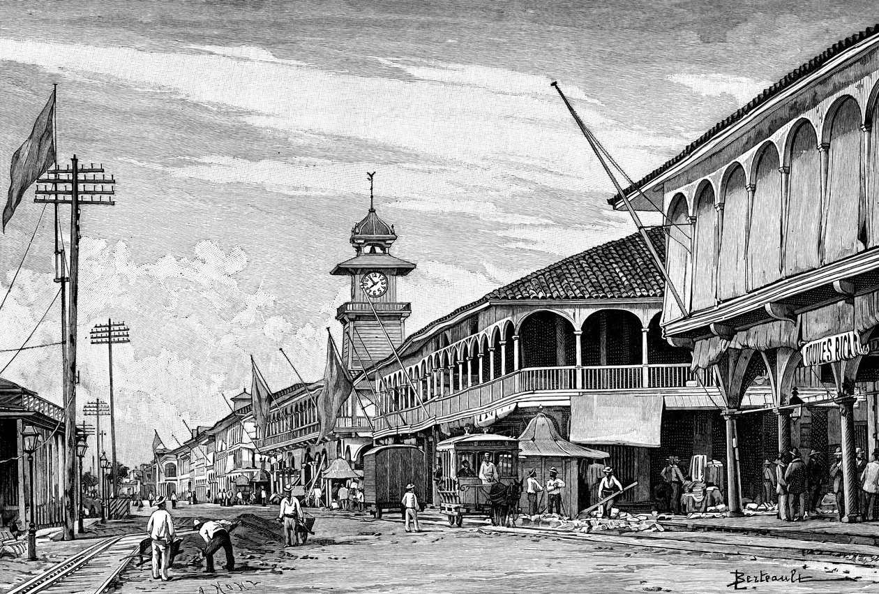 En gade i Guayaquil, Ecuador, 1895 af Unbekannt