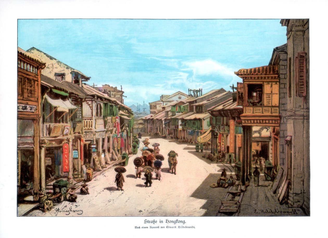 En gade i Hong Kong, 1900 af Unbekannt