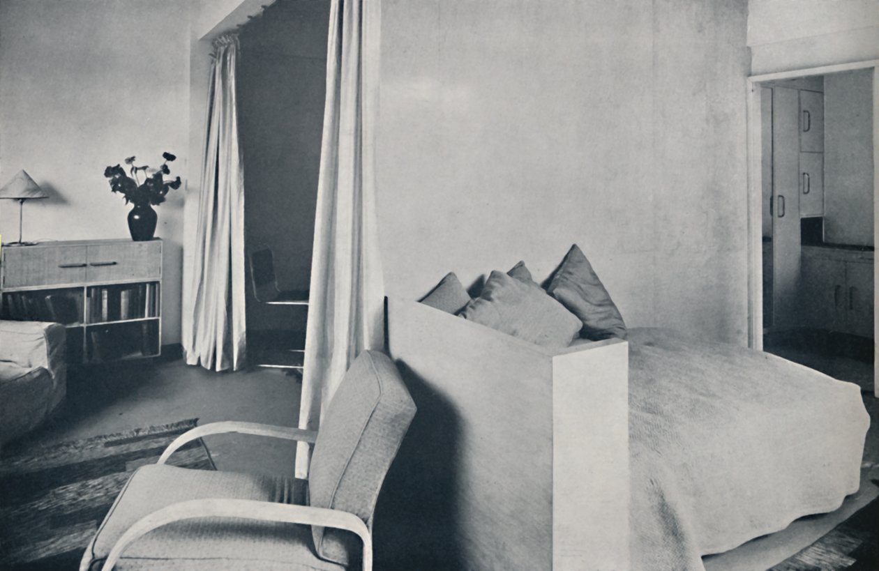 En studiestue i en af Isokon Lawn Road Flats, Hampstead, London, 1936 af Unbekannt