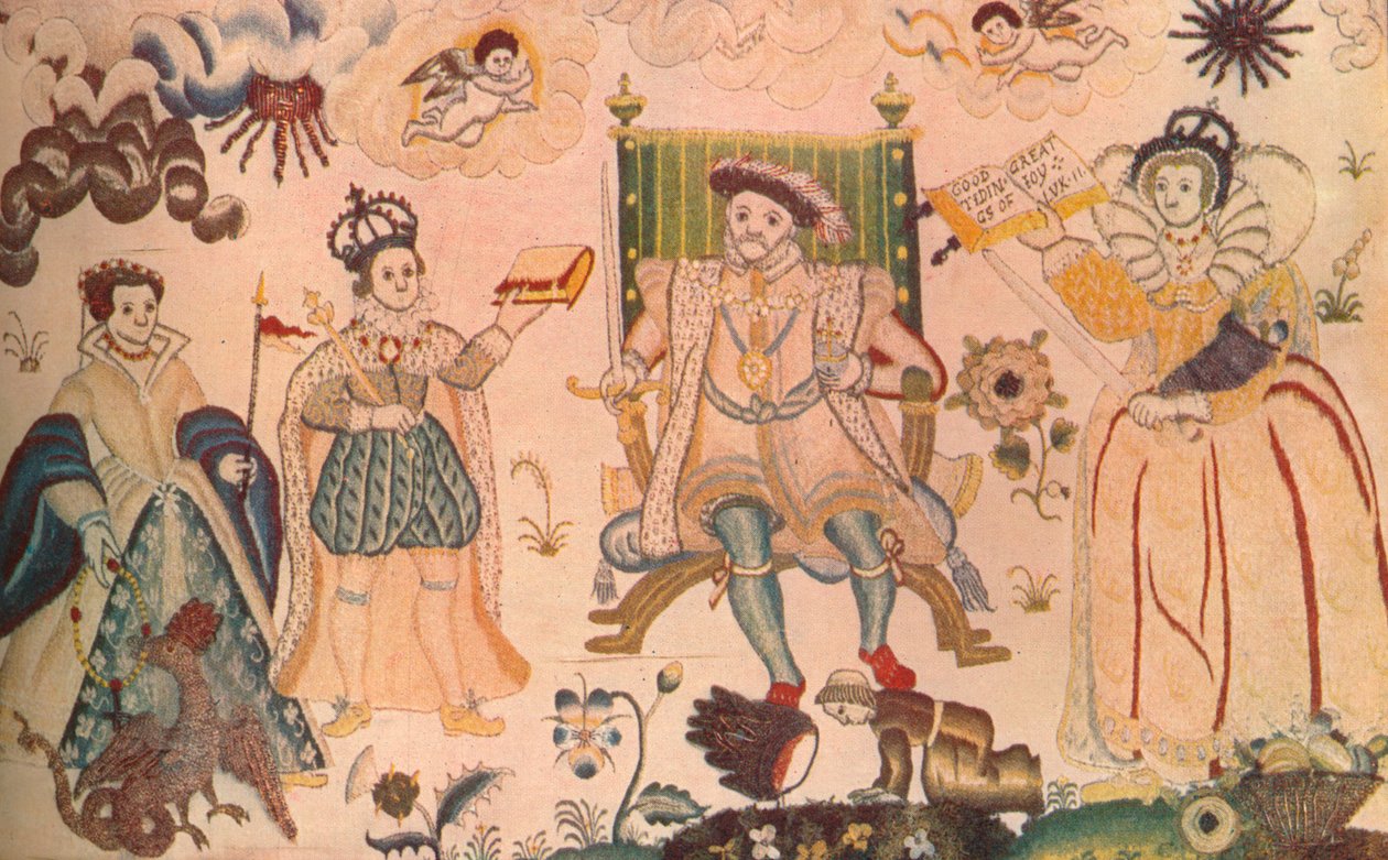 Et gobelin med Henry VIII, Edward VI og Elizabeth I. Troede at være Elizabethan, 1914 af Unbekannt