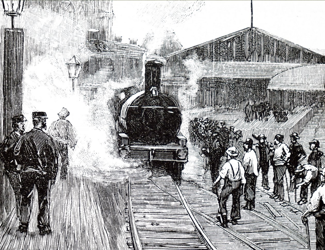 Et tog, der forlader Plymouth Train Station. af Unbekannt