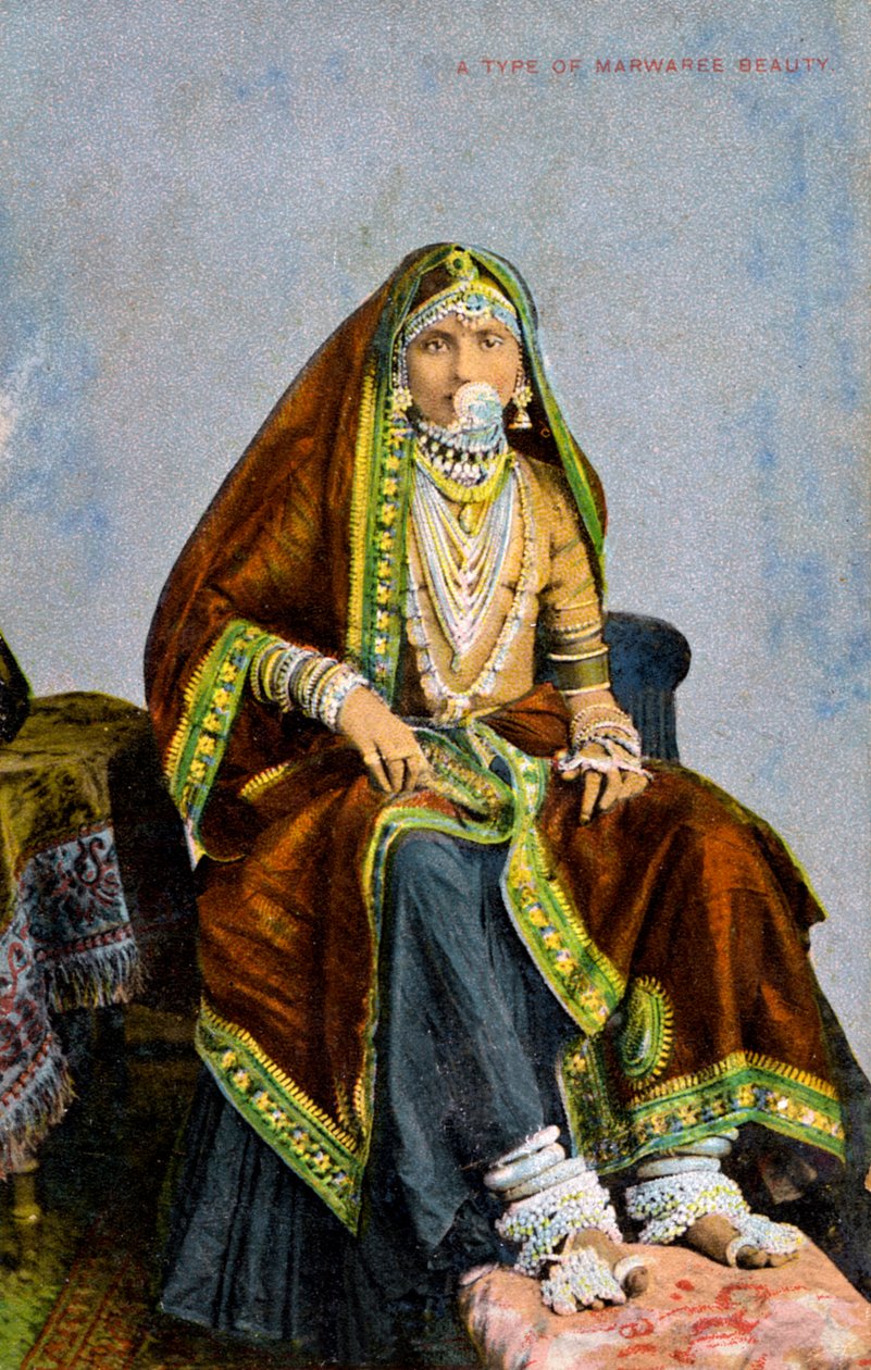 En type Marwaree skønhed, Indien, begyndelsen af det 20. århundrede af Unbekannt
