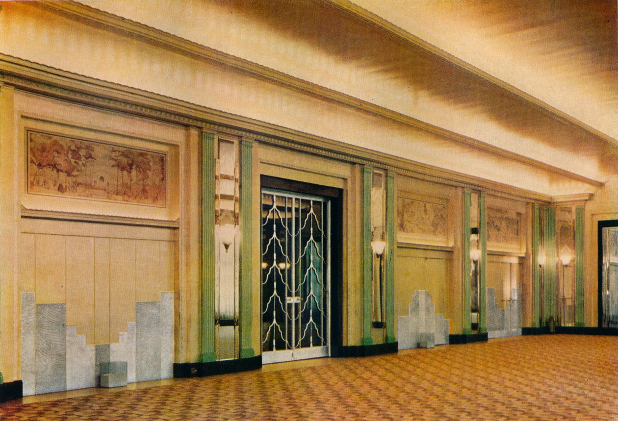 En udsigt over den nye balsal på Claridges Hotel som designet af Oswald P. Milne, 1933 af Unbekannt