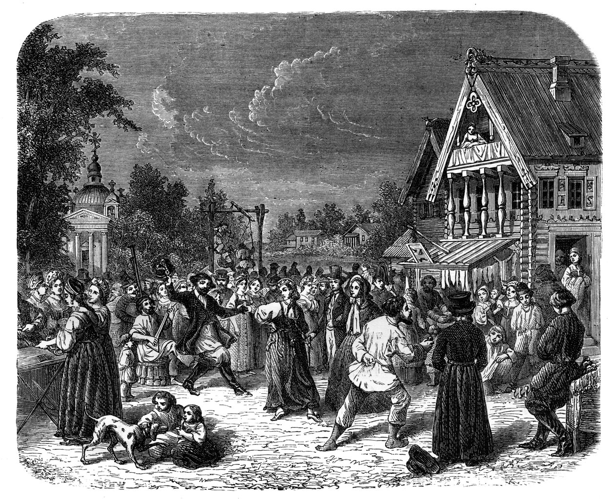 En landsbyfest i Rusland, ca. 1890 af Unbekannt