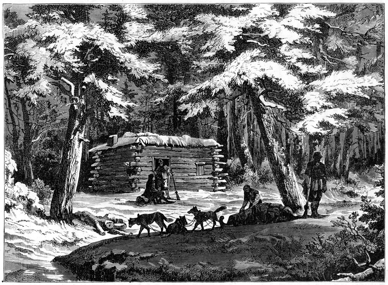 En vinterhytte i Saskatchewan-landet, Canada, 1877 af Unbekannt