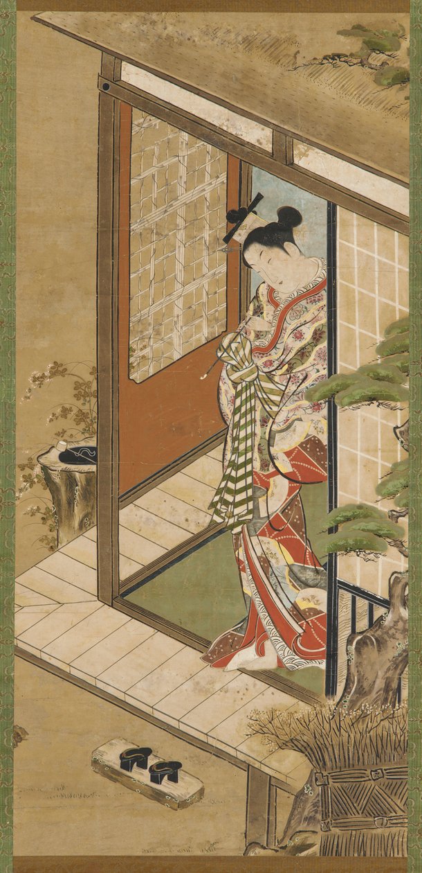 En yujo med pibe, Edo-periode, 1700-tallet. af Unbekannt
