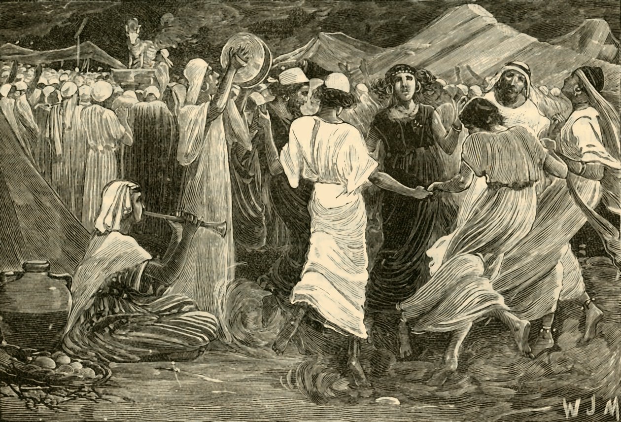 Aron og israelitterne, der tilbeder kalven, 1890. af Unbekannt