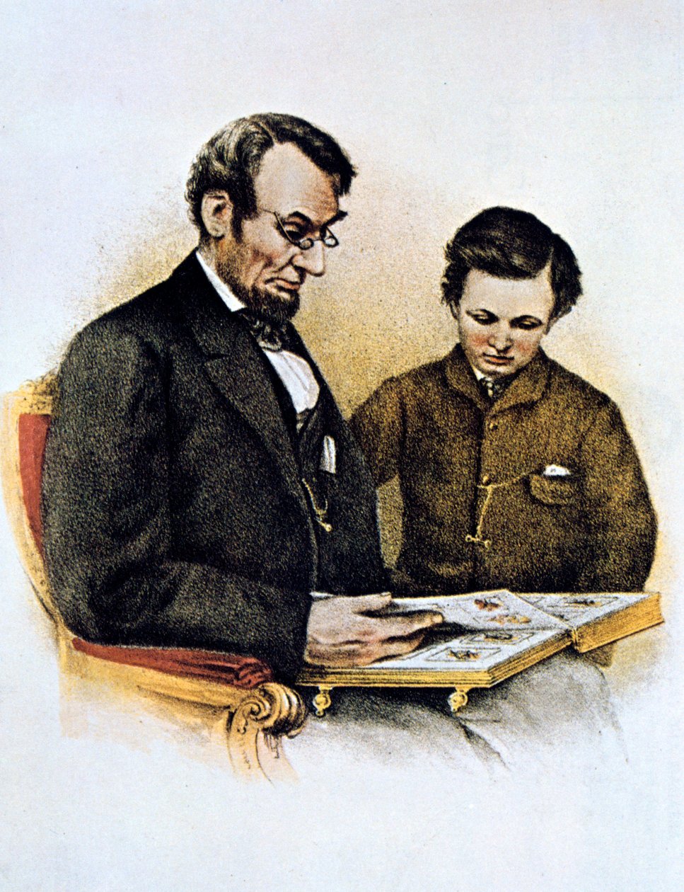 Abraham Lincoln og hans søn Tad, 9. februar 1864 af Unbekannt