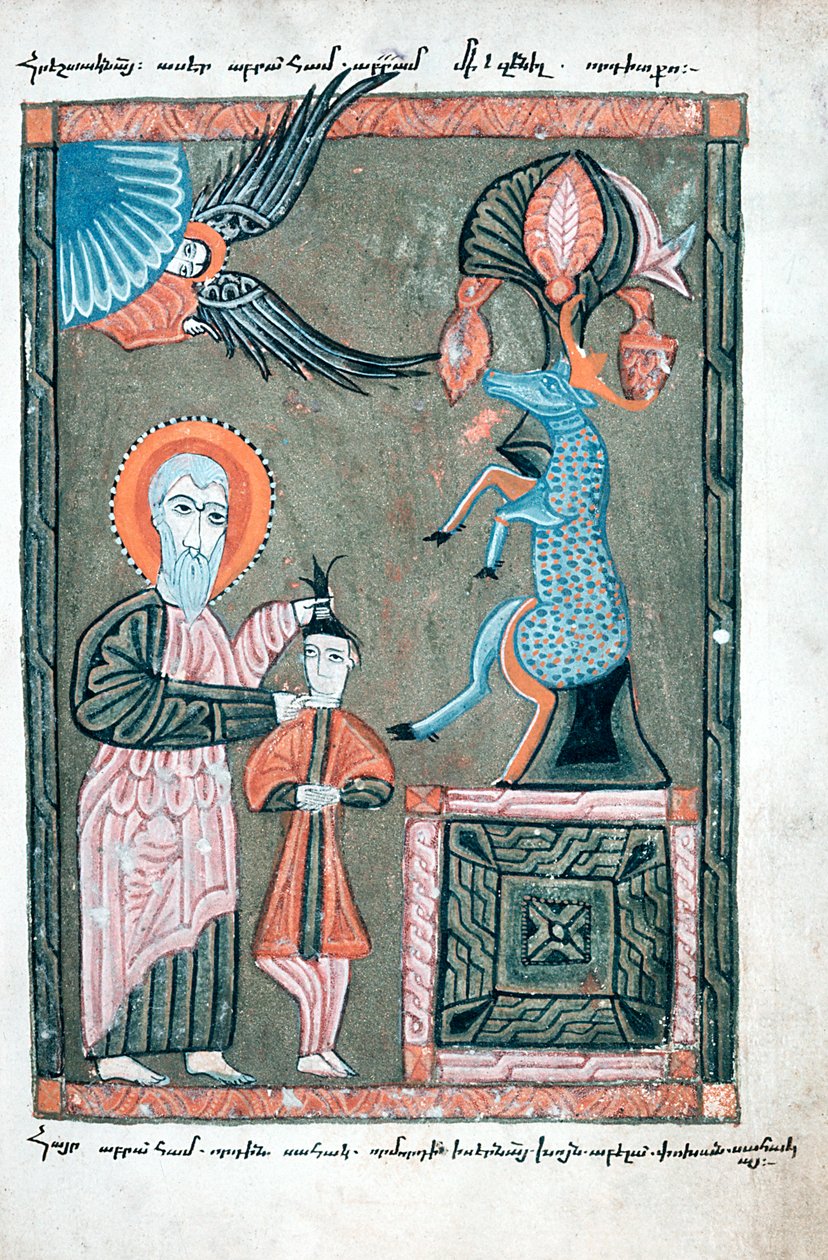 Abraham forbereder sig på at ofre Isak, 1587 af Unbekannt