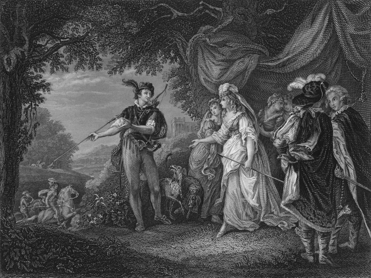 Act IV Scene i fra Loves Labor Lost, c1800-tallet af Unbekannt