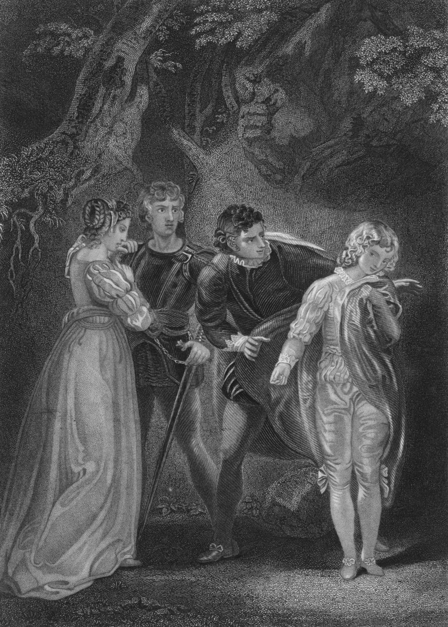 Akt V Scene IV fra The Two Gentlemen of Verona, c1800-tallet af Unbekannt