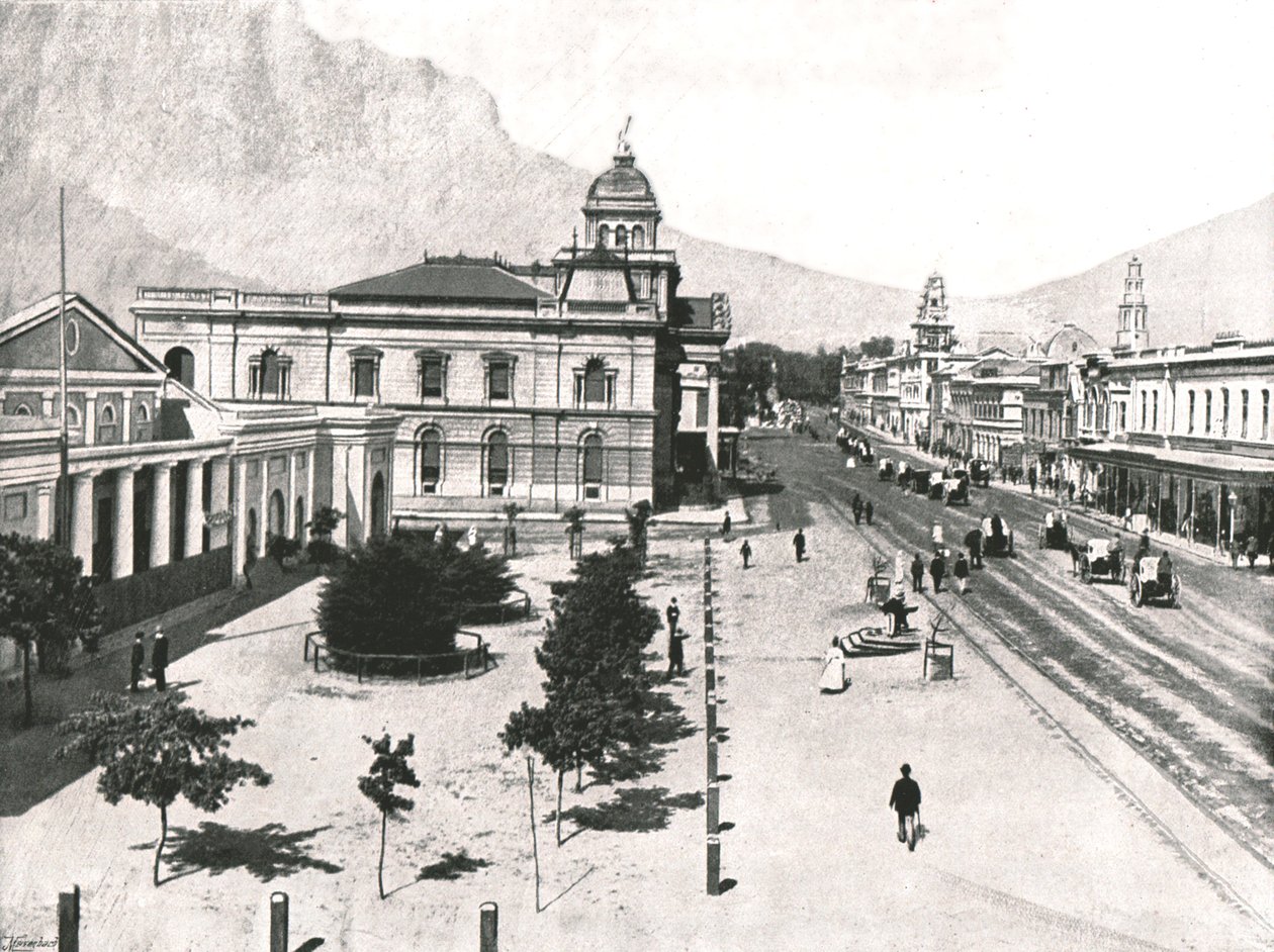 Adderley Street, med Commercial Exchange og Standard Bank, Cape Town, Sydafrika, 1895. af Unbekannt