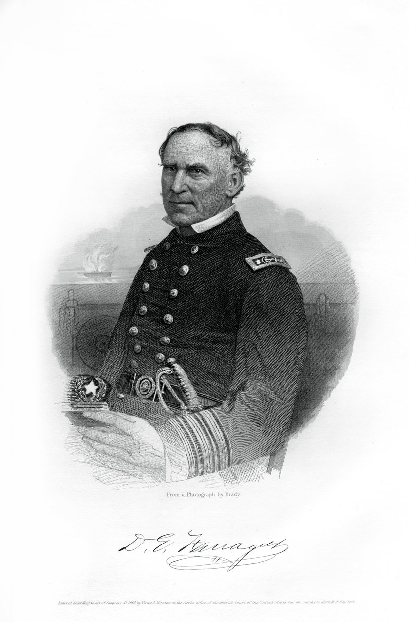 Admiral David Farragut, US Navy officer i den amerikanske borgerkrig, 1862-1867 af Unbekannt