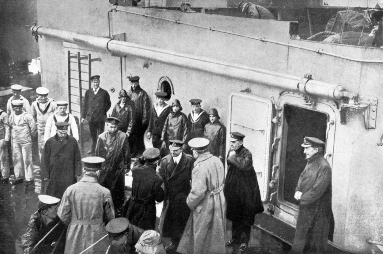 Admiral Jellico tager afsked med Lord Kitchener, Første Verdenskrig, 1914-1916, c1920 af Unbekannt