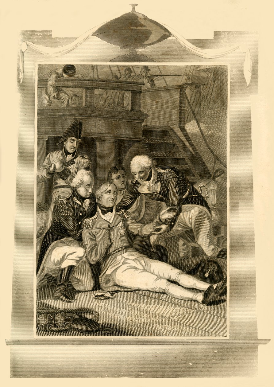 Admiral Lord Nelson blev dødeligt såret ved sejren i slaget ved Trafalgar, 1805, 1816. af Unbekannt