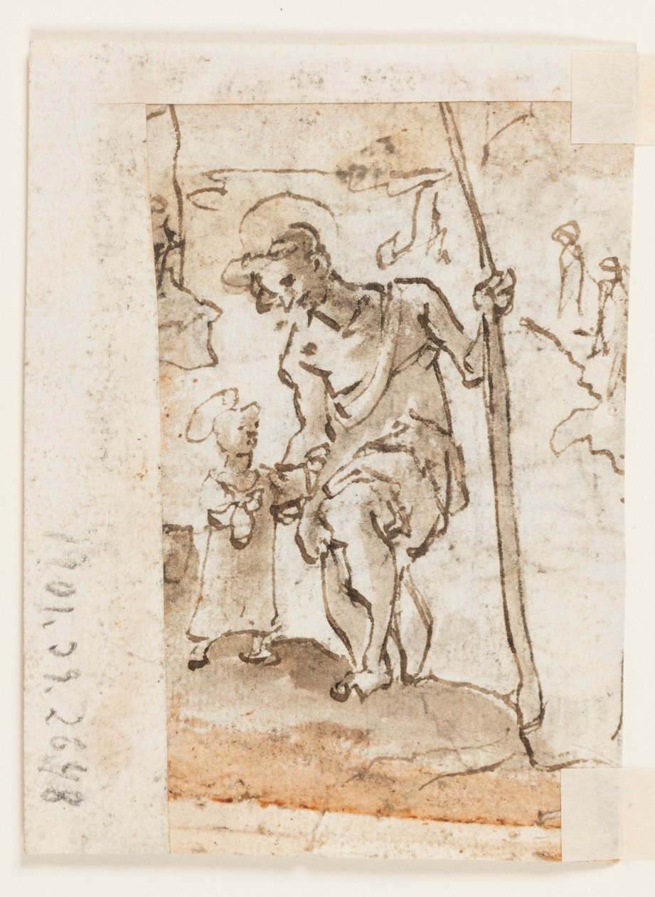 Tilbedelse af magi, St. Christopher og Christ Child af Unbekannt
