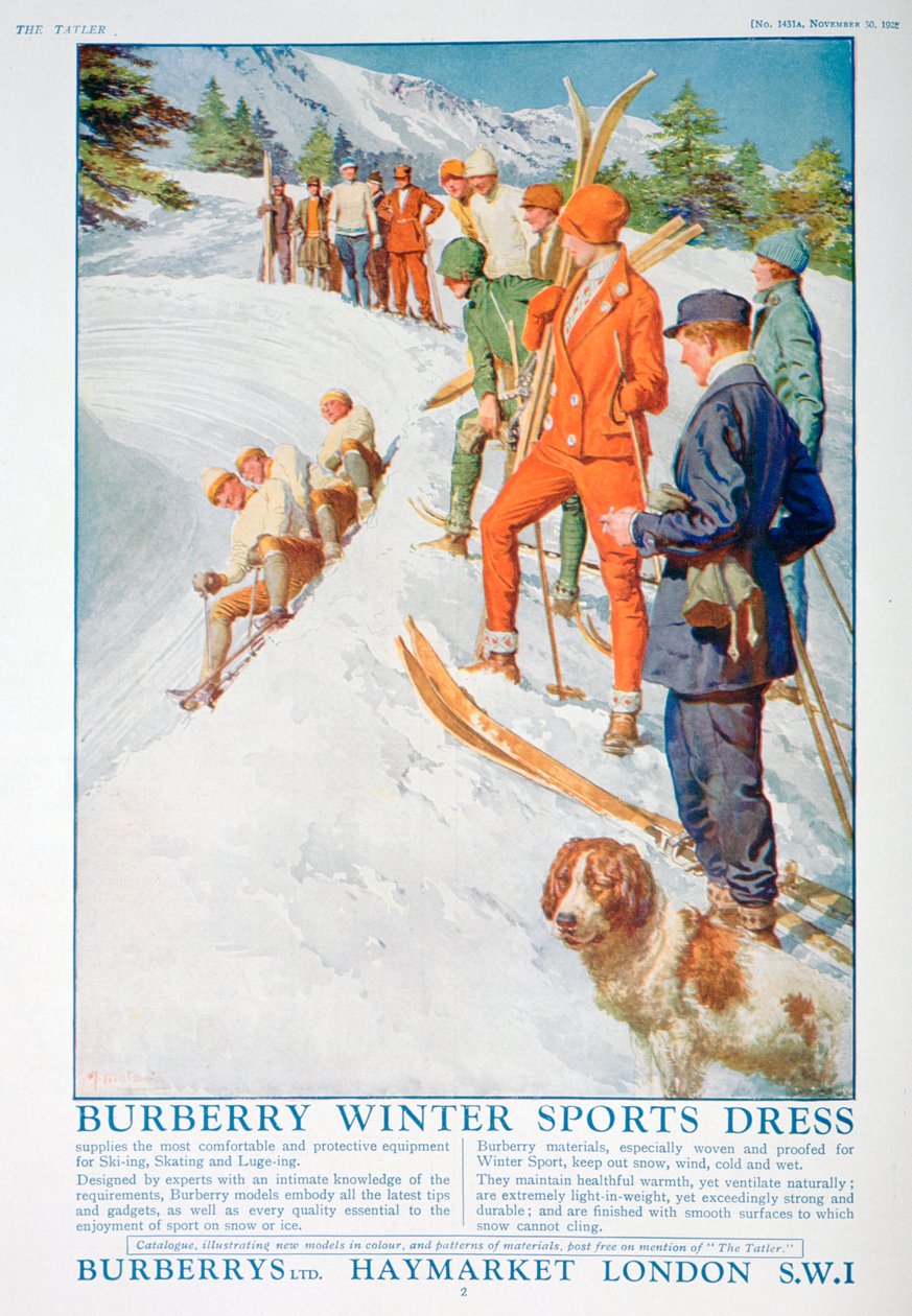 Annonce for Burberry vintersportskjole, 1928 af Unbekannt