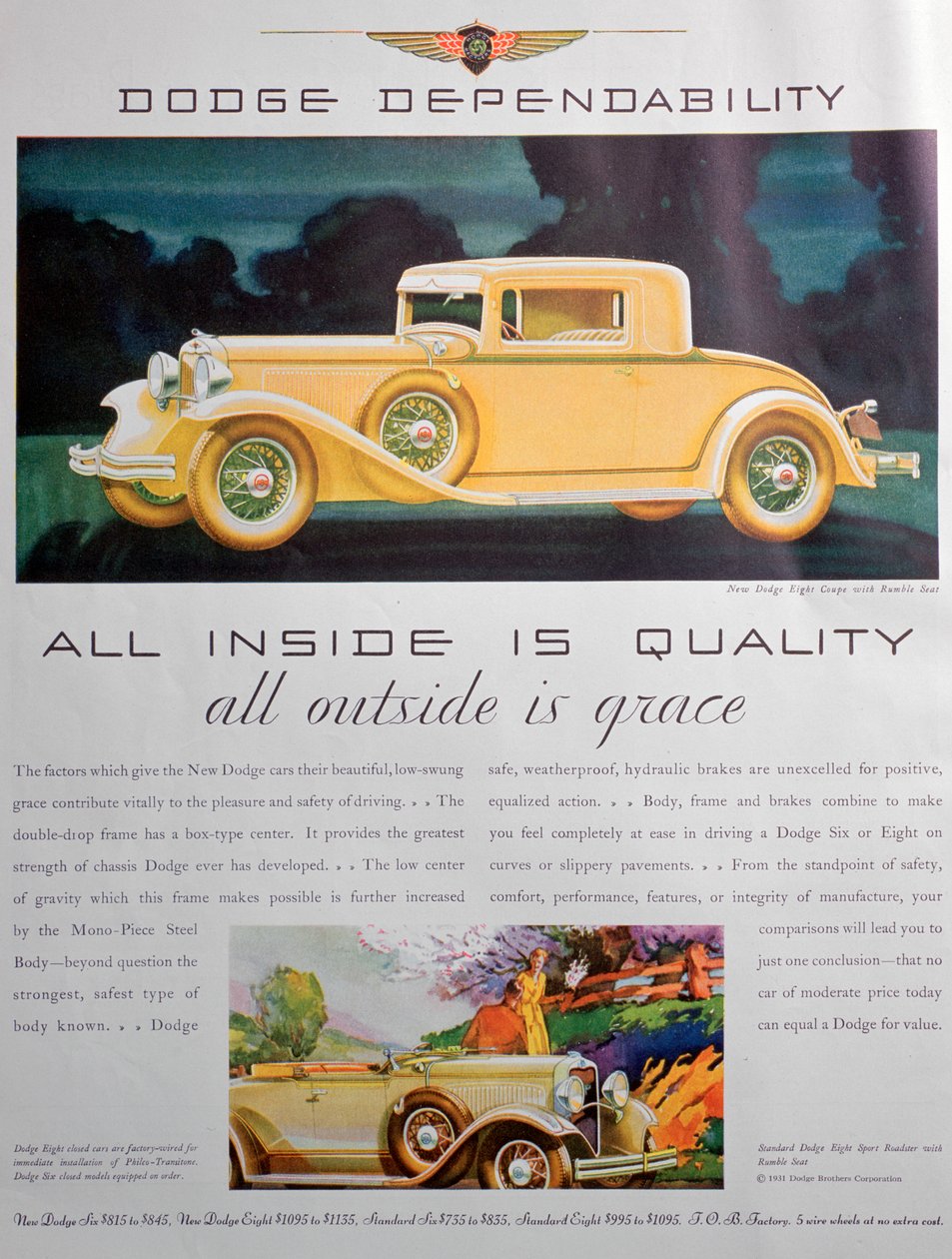 Annonce for Dodge-biler, 1931 af Unbekannt
