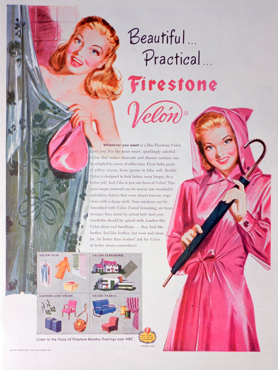 Annonce for Firestone Velon, 1947 af Unbekannt