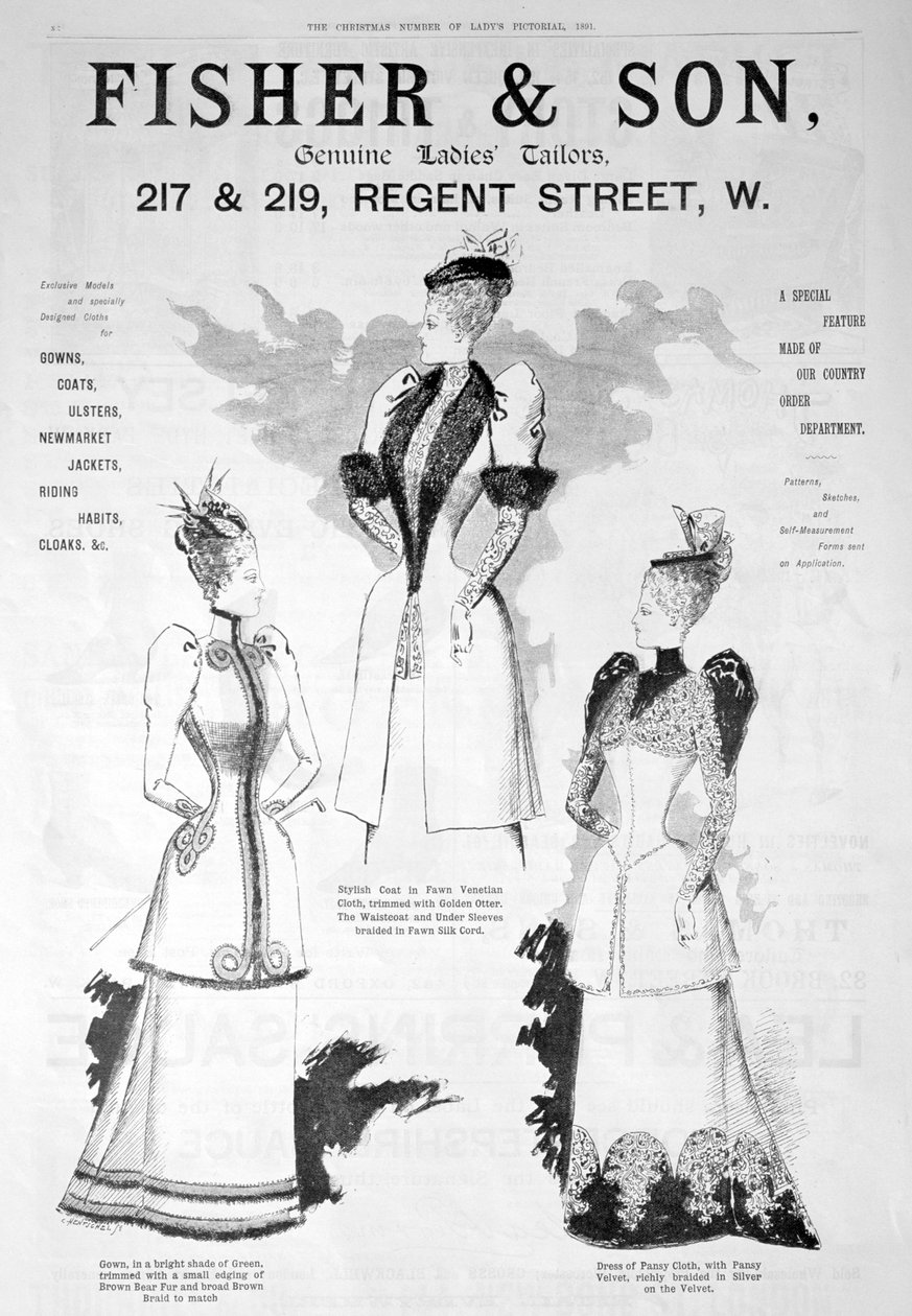 Annonce for Fisher and Son, damemode, 1891 af Unbekannt