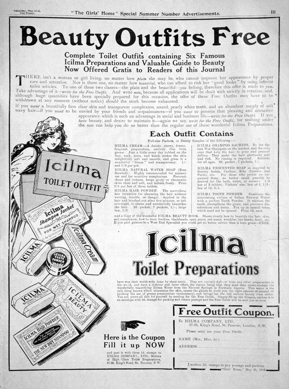 Annonce for Icilma Toiletpræparater, 1913 af Unbekannt