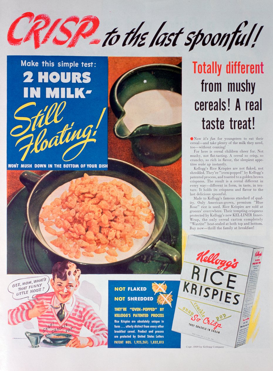 Annonce for Kelloggs Rice Krispies, 1939 af Unbekannt